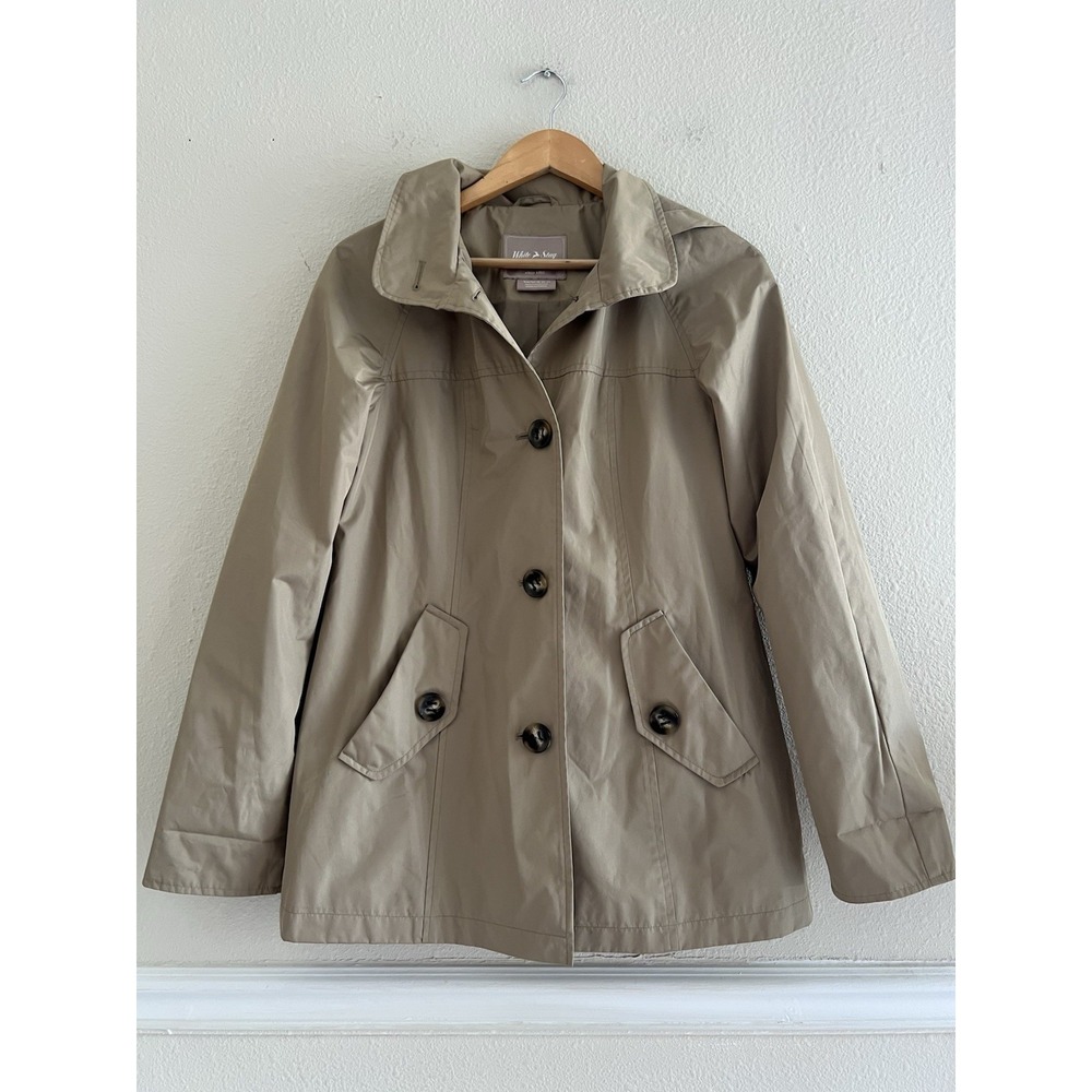 White Stag Womens XS Khaki Short Trench Rain Jacket Detachable Hood Anorak Gorp